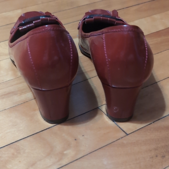 Salvatore Ferragamo Dark Brick  Red Leather Loafers 9.5 - Picture 5 of 9